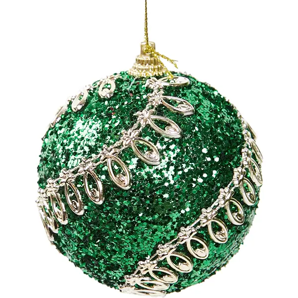 Елочное украшение Шар с узором из блесток Christmas ø8 см цвет зеленый кошелек женский 10х10 см на кнопке с кисточкой полиуретан зеленый memo