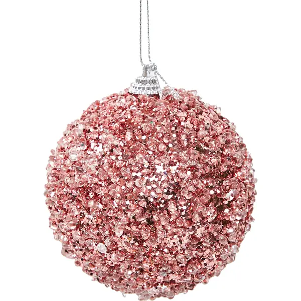 Елочное украшение Шар с розовыми блестками Christmas ø8 см цвет розовый новогоднее украшение балерина 15x13 см розовый