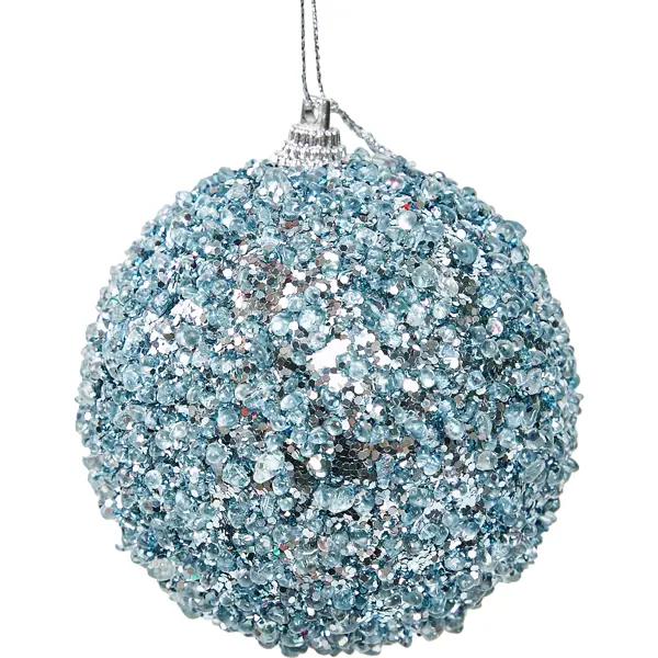 Елочное украшение Шар с голубыми блестками Christmas ø8 см цвет синий