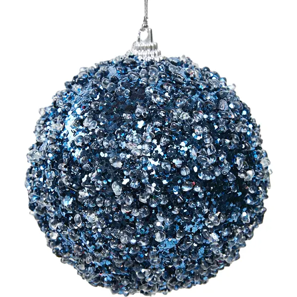 Елочное украшение Шар с синими блестками Christmas ø8 см цвет синий елочное украшение шар с узором christmas ø7 8 см белый