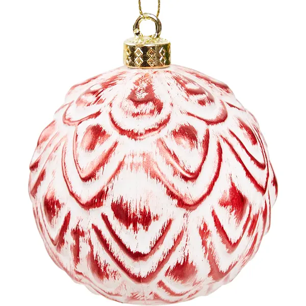 Елочное украшение Шар с узором Christmas ø8 см цвет красный