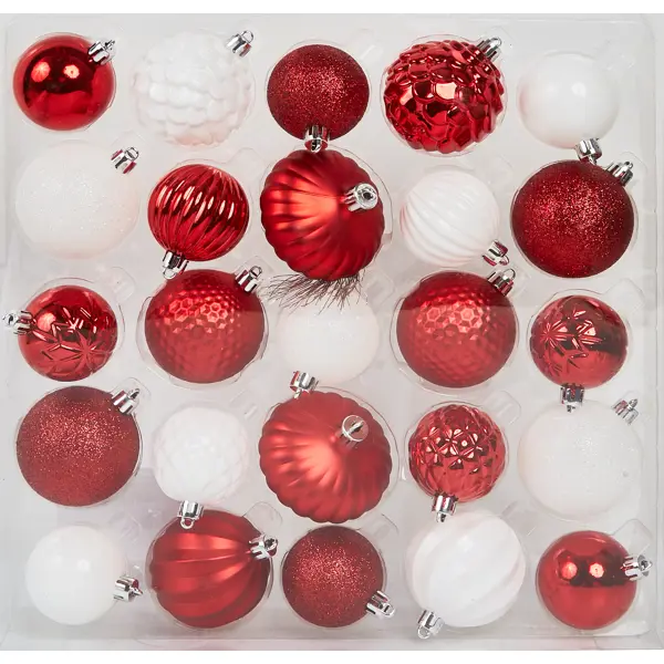 набор елочных шаров magic time мозаика синий 8см 2шт Набор новогодних шаров Christmas ø5-6 см полистирол цвет красный 25 шт.