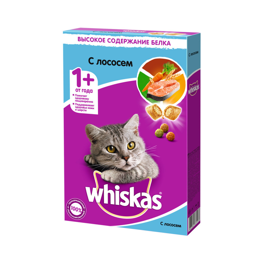 Сухой корм WHISKAS для взрослых кошек «Подушечки с паштетом. Обед с  лососем», 350г по цене 91 ₽/шт. купить в Ульяновске в интернет-магазине  Леруа Мерлен