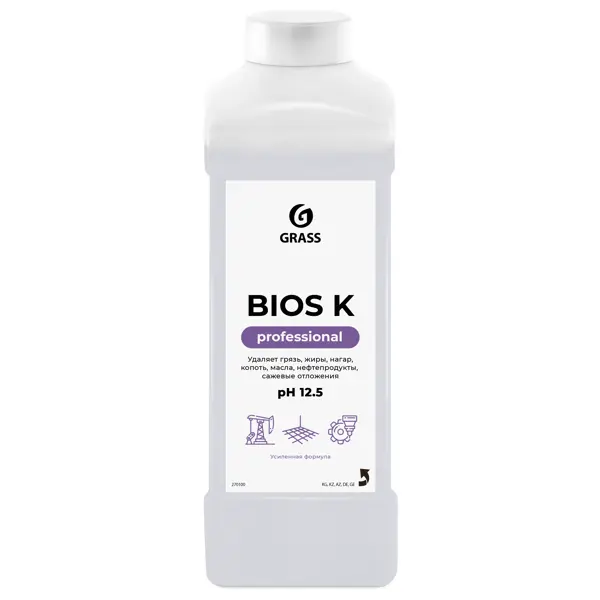 Универсальное моющее средство щелочное высококонцентрированное Grass Bios K 1 л универсальное моющее средство беспенное с хлором prosept 5 л