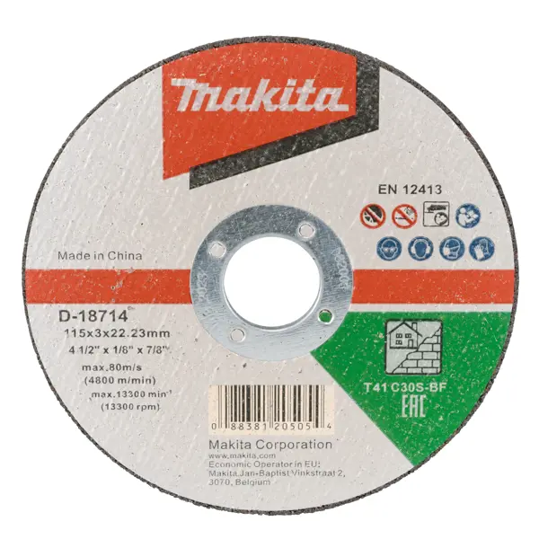 Круг отрезной по кирпичу Makita D18714 115x22.23x3 мм круг лепестковый makita d63781 p40 125x22 2 мм