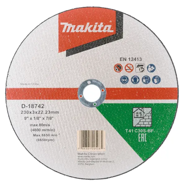 Круг отрезной по кирпичу Makita D18742 230x22.23x3 мм тонкий полировальный поролоновый круг rupes