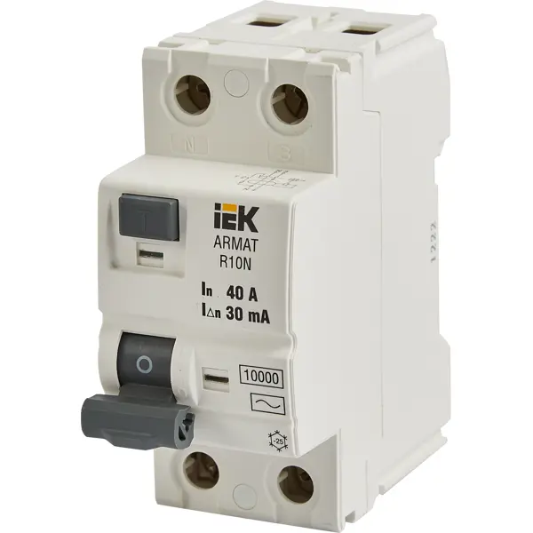 Дифференциальный автомат IEK ВДТ R10N 2P C40 А 30 мА 10 кА AC AR-R10N-2-040C030