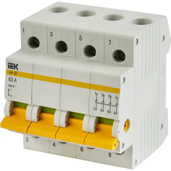 Автоматический выключатель IEK ВН-32 4P 63 А выключатель автоматический дифференциального тока 2п c 16а 30ма тип ac 4 5ка диф 101 4 5мод dekraft 15003dek
