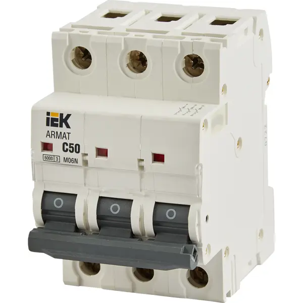Автоматический выключатель IEK Armat M06N 3P C50 А 6 кА выключатель автоматический дифференциального тока 2п c 16а 30ма тип ac 4 5ка диф 101 4 5мод dekraft 15003dek