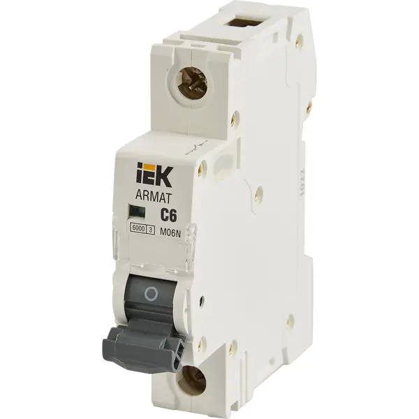 Автоматический выключатель IEK Armat M06N 1P C6 А 6 кА выключатель автоматический дифференциального тока 2п 1p n c 16а 30ма тип ac диф 101 со встроен защит от сверхтоков dekraft 15157dek