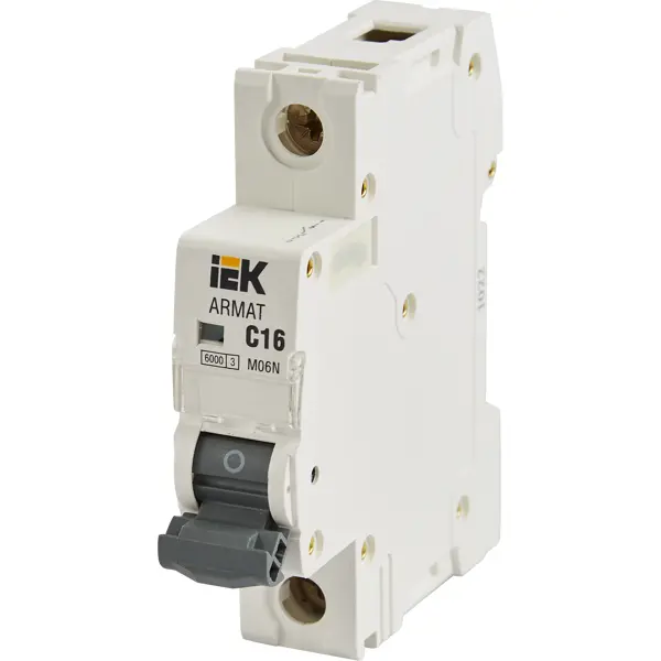 Автоматический выключатель IEK Armat M06N 1P C16 А 6 кА выключатель автоматический дифференциального тока 2п 1p n c 16а 30ма тип ac диф 101 со встроен защит от сверхтоков dekraft 15157dek