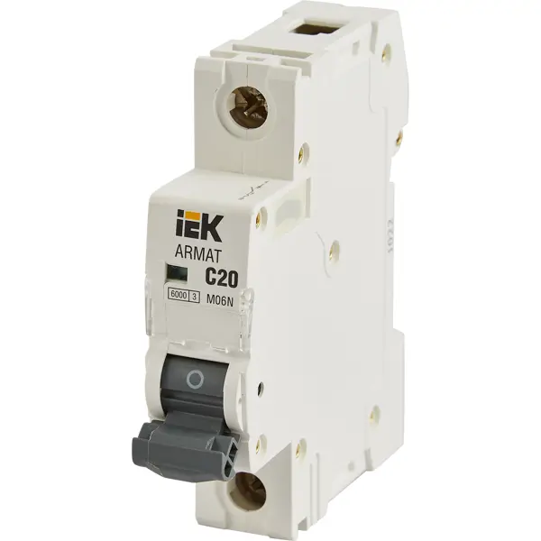 Автоматический выключатель IEK Armat M06N 1P C20 А 6 кА выключатель автоматический дифференциального тока 2п 1p n c 16а 30ма тип ac диф 101 со встроен защит от сверхтоков dekraft 15157dek