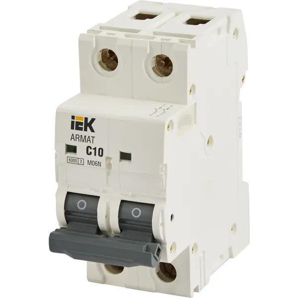 Автоматический выключатель IEK Armat M06N 2P C10 А 6 кА выключатель автоматический дифференциального тока 2п c 16а 30ма тип ac 4 5ка диф 101 4 5мод dekraft 15003dek