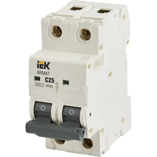 Автоматический выключатель IEK Armat M06N 2P C25 А 6 кА выключатель автоматический дифференциального тока 2п c 16а 30ма тип ac 4 5ка диф 101 4 5мод dekraft 15003dek