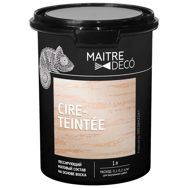 Лессирующий состав Maitre Deco Cire Teintee 1 л наполнитель для придания декоративного эффекта decorazza