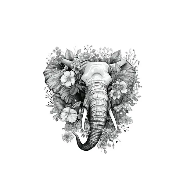 Постер Слон в цветах 21x29.7 см