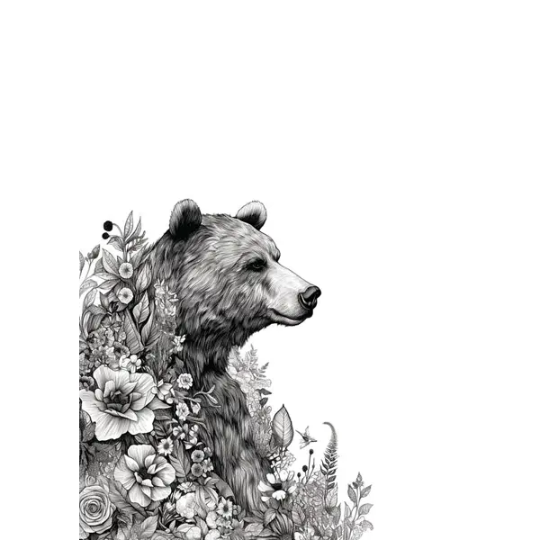 Постер Медведь в цветах 21x29.7 см ретро стиль нерегулярная бусина браслет медведь кулон звезда геометрический регулируемый браслет