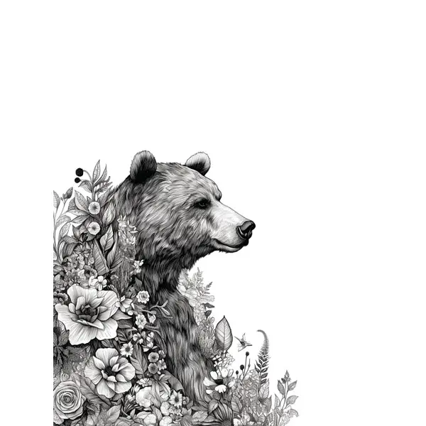 Фото Постер Медведь в цветах 30x40 см