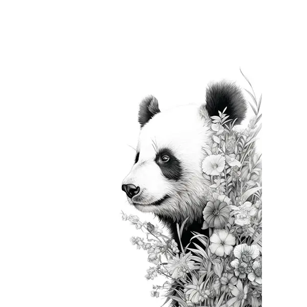 Постер Панда в цветах 21x29.7 см постер медведь в цветах 21x29 7 см