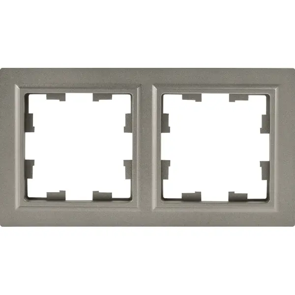 Рамка для розеток и выключателей IEK Brite 2 поста цвет сталь рамка на 2 поста stekker катрин 39532