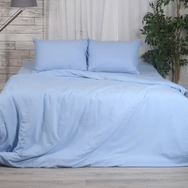 фото Комплект постельного белья rustic blue полутораспальный полисатин синий без бренда