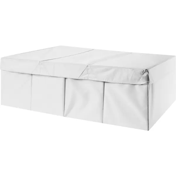 Короб для хранения с крышкой полиэстер 39x55x18 см белый голубика высокорослая бонус короб h35 см