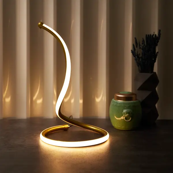 Настольная лампа светодиодная Rexant Spiral Uno теплый белый свет цвет золотой вытяжка настенная elikor сатурн 50п 180 в1л белый золотой
