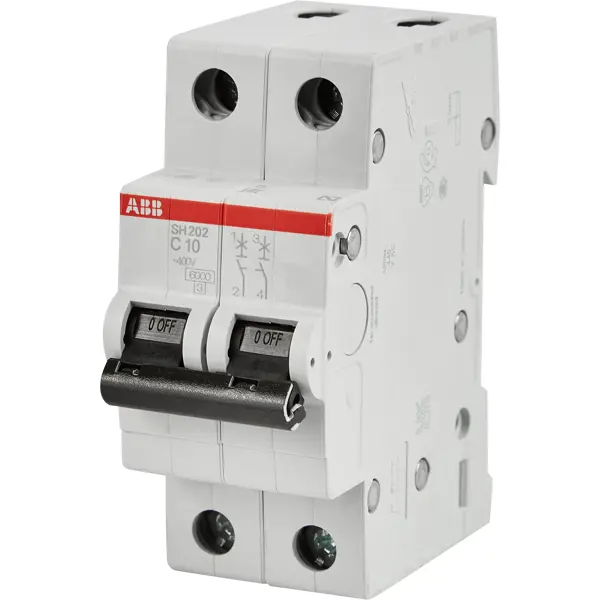 Выключатель автоматический ABB SH202 2 полюса 10 А автоматический выключатель abb sh202 2p c32 а 6 ка