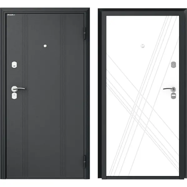 фото Дверь входная металлическая оптим 88x205 см правая цвет белая графика doorhan