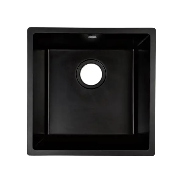 фото Мойка врезная delinia квадратная 44x44x22.5 см кварц цвет черный