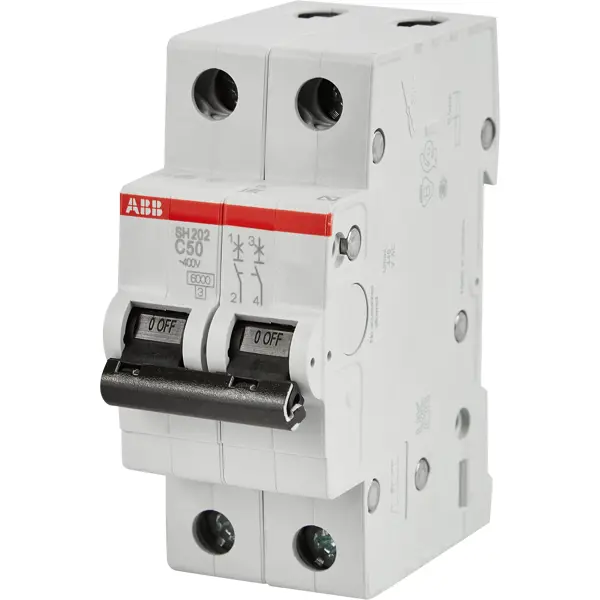Автоматический выключатель ABB SH202 2P C50 А 6 кА выключатель автоматический abb sh202 2 полюса 10 а