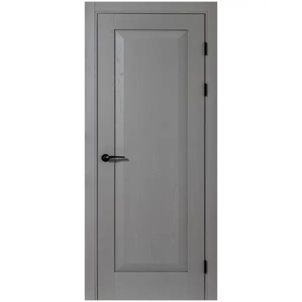 Дверь межкомнатная глухая с замком и петлями в комплекте Альпика 90x210 мм полипропилен цвет графит вуд
