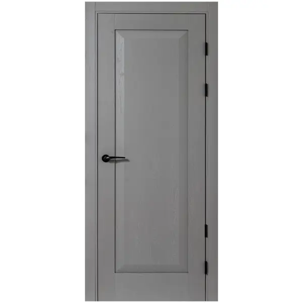 Дверь межкомнатная глухая с замком и петлями в комплекте Альпика 80x220 мм полипропилен цвет графит вуд