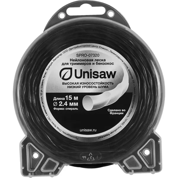 Леска для триммера Unisaw ø2.4 мм 15 м спираль-круглая леска для триммера unisaw ø2 4 мм 15 м круглая