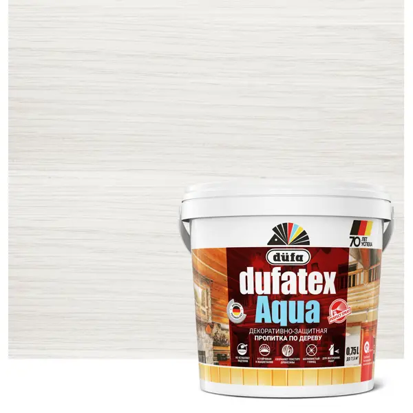 Пропитка для дерева водная Dufatex aqua 0.75 л цвет белый эмаль для радиаторов dufa aqua глянцевая белый 1 8 л база 1