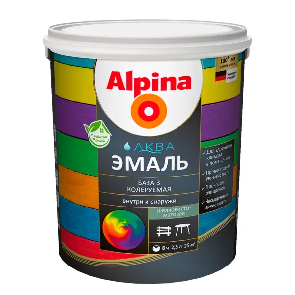 Эмаль Alpina Аква База 3 цвет прозрачный 2.35 л