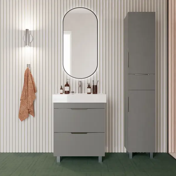фото Тумба для ванной милан под раковину вилис 65 напольная 62 см цвет серый без бренда