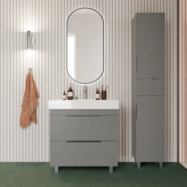 фото Тумба для ванной милан под раковину вилис 80 напольная 77 см цвет серый без бренда