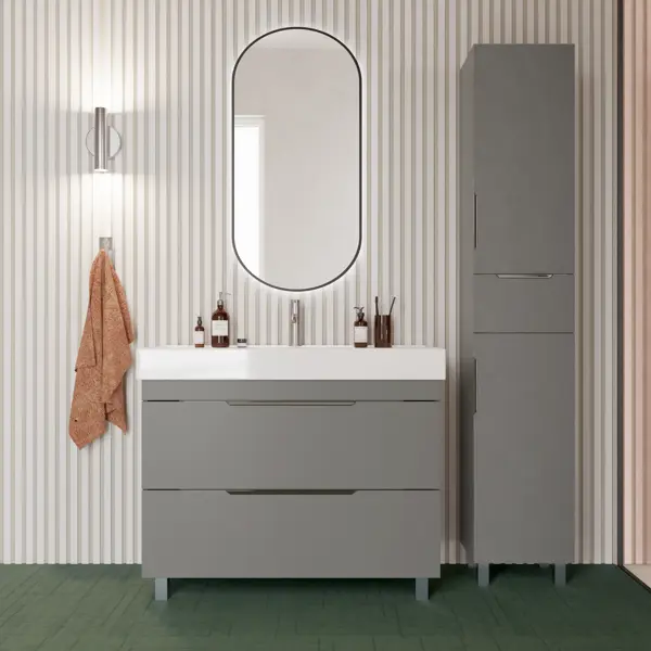 фото Тумба для ванной милан под раковину вилис 100 напольная 97 см цвет серый без бренда