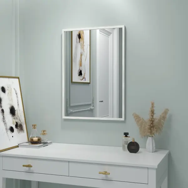 Зеркало декоративное Inspire Вега прямоугольник 50x70 см цвет белый антик зеркало декоративное софт прямоугольное 50x70 см