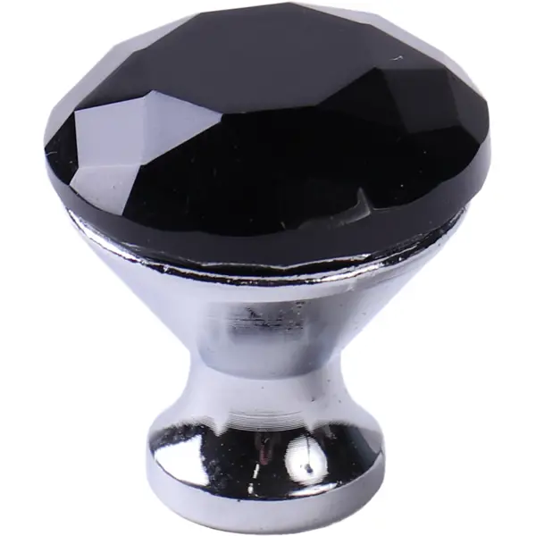 Ручка-кнопка мебельная L4.KNOB07BL стекло цвет черный