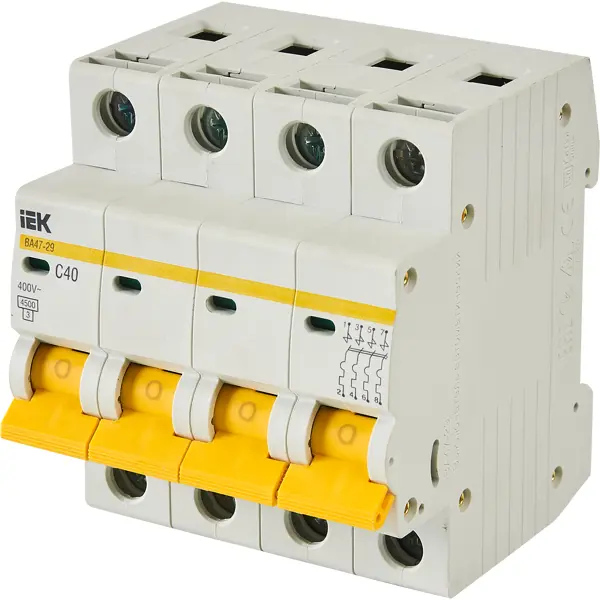 Автоматический выключатель IEK ВА47-29 4P C40 А 4.5 кА выключатель автоматический дифференциального тока 2п c 16а 30ма тип ac 4 5ка диф 101 4 5мод dekraft 15003dek