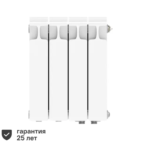 Радиатор Rifar Monolit 350/100 биметалл 4 секции нижнее правое подключение цвет белый