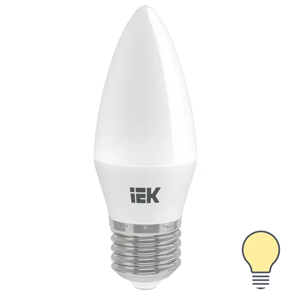 Лампа светодиодная IEK свеча Е27 7 Вт 3000 К свет тёплый белый ночник свеча лошадка led от батареек 3хlr44 белый 4 7х4 7х10 5 см