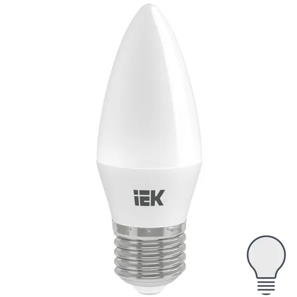 Лампа светодиодная IEK свеча Е27 7 Вт 4000 К свет холодный белый свеча мед в подсвечнике из гипса с крышкой 7 5х5 7см белый перламутр