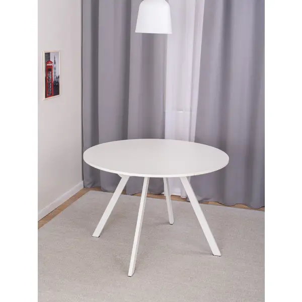 Белый круглый стол в интерьере кухни (68 фото)