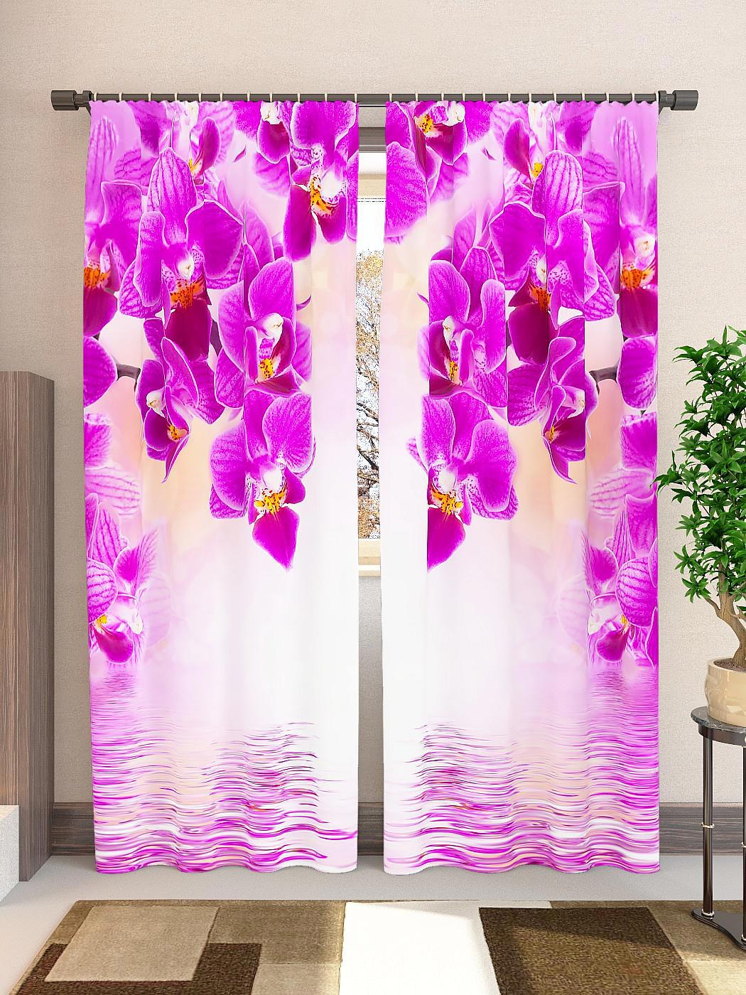 Сколько стоят шторки. Комплект штор Дитекс Орхидея. Фотошторы орхидеи. Фотошторы с цветами. Фотошторы для спальни.