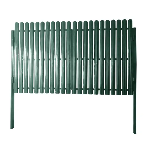 Ворота двухстворчатые 150x300 см с двухсторонним штакетником цвет зеленый
