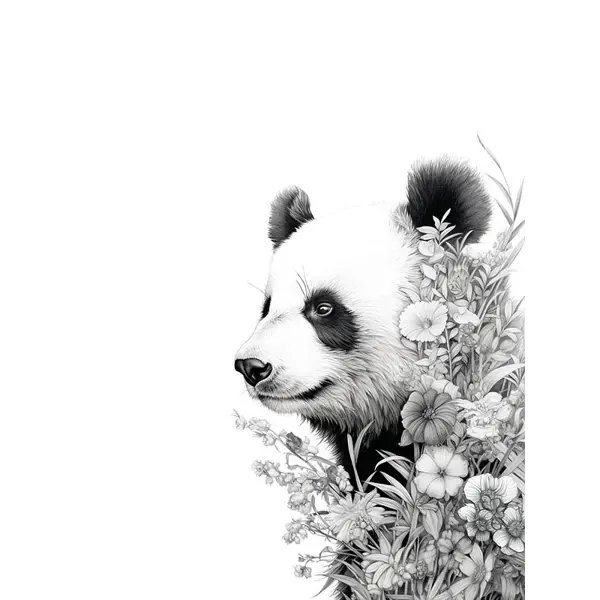 Постер Панда в цветах 30x40 см блокнот панда в кепке