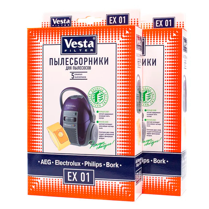 Мешки бумажные для пылесоса Vesta filter Ex012 10 шт по цене 699 ₽/шт .